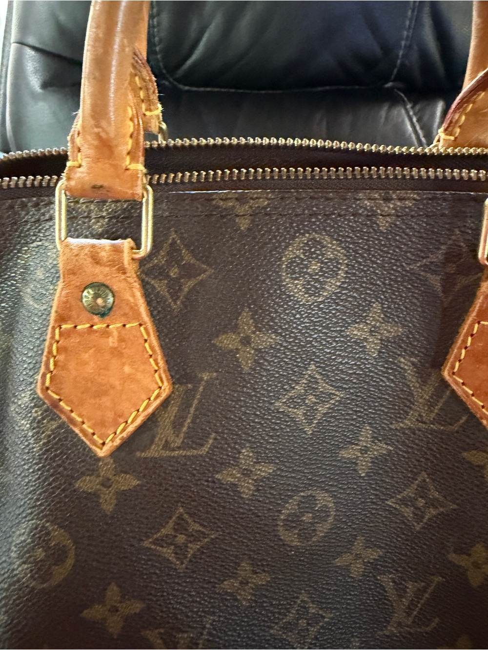 Louis Vuitton Monogram Canvas Brown Top Handle Satchel with Tan Accents - Picture 4 of 8